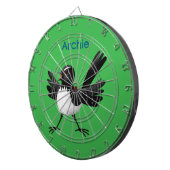 Australian Willie Wagtail cartoon gepersonaliseerd Dartbord (Voorkant Rechts)