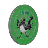 Australian Willie Wagtail cartoon gepersonaliseerd Dartbord (Voorkant Links)