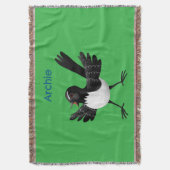 Australian Willie Wagtail cartoon gepersonaliseerd Deken (Voorkant Verticaal)