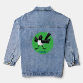 Australian Willie Wagtail cartoon gepersonaliseerd Denim Jacket (Achterkant)