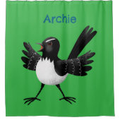 Australian Willie Wagtail cartoon gepersonaliseerd Douchegordijn (Voorkant)