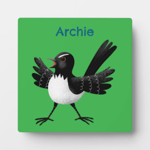 Australian Willie Wagtail cartoon gepersonaliseerd Fotoplaat