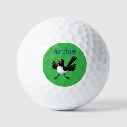 Australian Willie Wagtail cartoon gepersonaliseerd Golfballen (Voorkant)