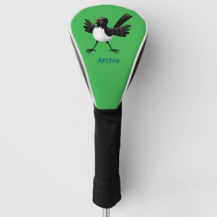 Australian Willie Wagtail cartoon gepersonaliseerd Golfheadcover