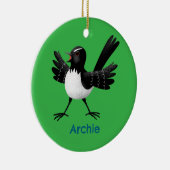 Australian Willie Wagtail cartoon gepersonaliseerd Keramisch Ornament (Rechts)