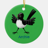 Australian Willie Wagtail cartoon gepersonaliseerd Keramisch Ornament (Voorkant)