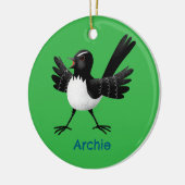 Australian Willie Wagtail cartoon gepersonaliseerd Keramisch Ornament (Links)