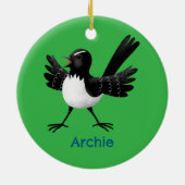 Australian Willie Wagtail cartoon gepersonaliseerd Keramisch Ornament (Achterkant)