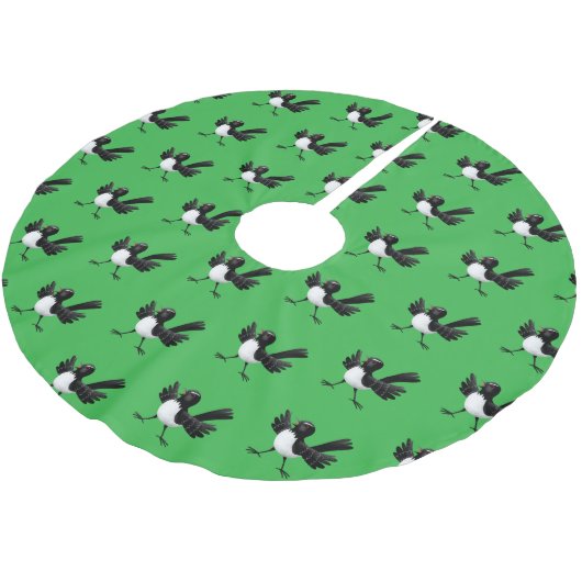 Australian Willie Wagtail cartoon gepersonaliseerd Kerstboom Rok (Gekanteld)