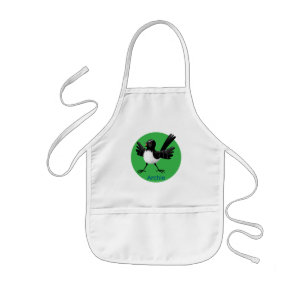 Australian Willie Wagtail cartoon gepersonaliseerd Kinder Schort