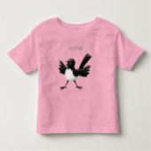 Australian Willie Wagtail cartoon gepersonaliseerd Kinder Shirts (Voorkant)