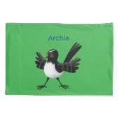 Australian Willie Wagtail cartoon gepersonaliseerd Kussensloop (Achterkant)
