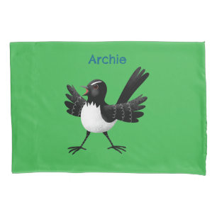 Australian Willie Wagtail cartoon gepersonaliseerd Kussensloop