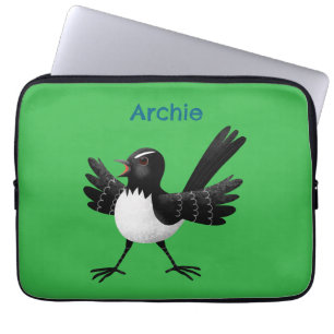 Australian Willie Wagtail cartoon gepersonaliseerd Laptop Sleeve