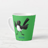 Australian Willie Wagtail cartoon gepersonaliseerd Latte Mok (Linkerhoek)