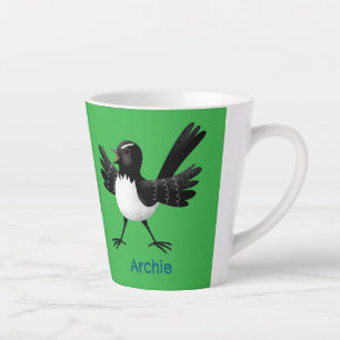 Australian Willie Wagtail cartoon gepersonaliseerd Latte Mok