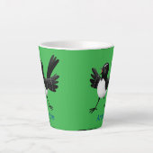 Australian Willie Wagtail cartoon gepersonaliseerd Latte Mok (Voorkant)