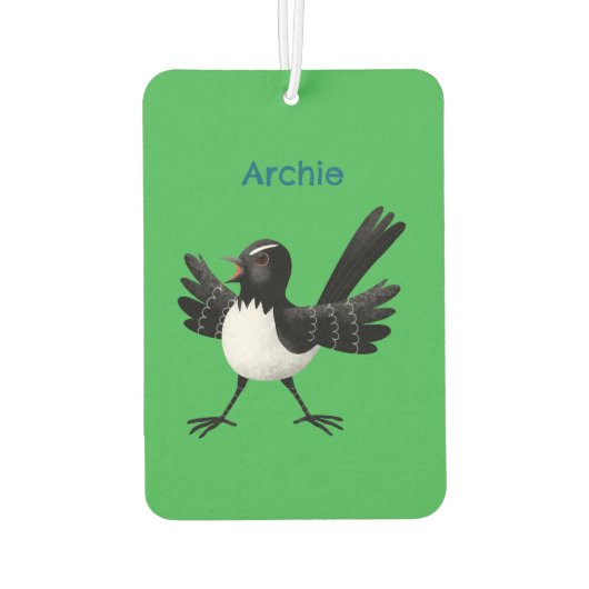 Australian Willie Wagtail cartoon gepersonaliseerd Luchtverfrisser (Achterkant)