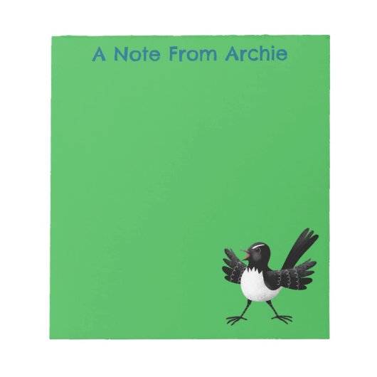 Australian Willie Wagtail cartoon gepersonaliseerd Notitieblok (Voorkant)