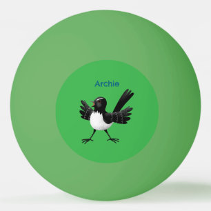 Australian Willie Wagtail cartoon gepersonaliseerd Pingpongbal