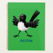 Australian Willie Wagtail cartoon gepersonaliseerd Planner (Voorkant)