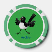 Australian Willie Wagtail cartoon gepersonaliseerd Poker Chips (Achterkant)