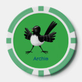 Australian Willie Wagtail cartoon gepersonaliseerd Poker Chips (Voorkant)