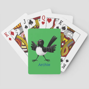 Australian Willie Wagtail cartoon gepersonaliseerd Pokerkaarten