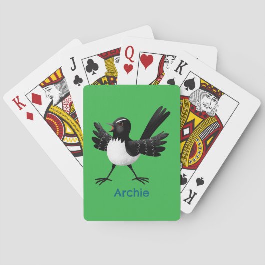 Australian Willie Wagtail cartoon gepersonaliseerd Pokerkaarten (Achterkant)