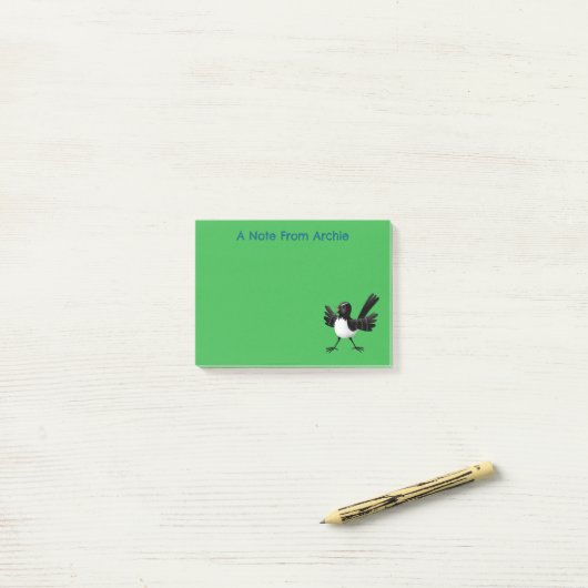 Australian Willie Wagtail cartoon gepersonaliseerd Post-it® Notes (Op bureau)