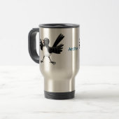 Australian Willie Wagtail cartoon gepersonaliseerd Reisbeker (Voorkant links)