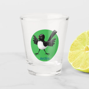 Australian Willie Wagtail cartoon gepersonaliseerd Shot Glas