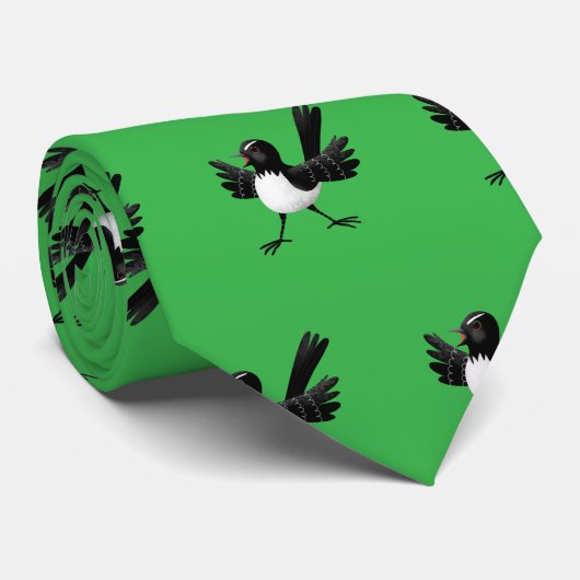 Australian Willie Wagtail cartoon gepersonaliseerd Stropdas (Opgerold)