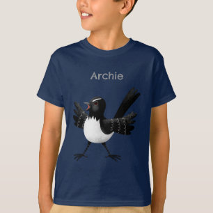 Australian Willie Wagtail cartoon gepersonaliseerd T-shirt