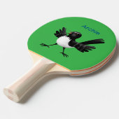 Australian Willie Wagtail cartoon gepersonaliseerd Tafeltennisbatje (Voorkant Gekanteld)