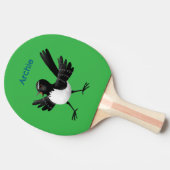 Australian Willie Wagtail cartoon gepersonaliseerd Tafeltennisbatje (Zijkant)