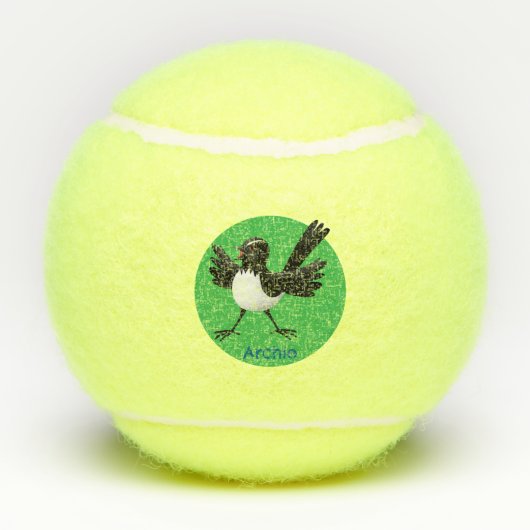 Australian Willie Wagtail cartoon gepersonaliseerd Tennisballen (Achterkant)