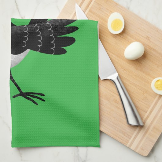 Australian Willie Wagtail cartoon gepersonaliseerd Theedoek (Quarter Fold)