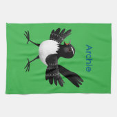 Australian Willie Wagtail cartoon gepersonaliseerd Theedoek (Horizontaal)