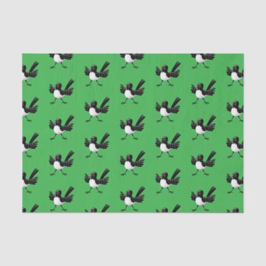 Australian Willie Wagtail cartoon gepersonaliseerd Tissuepapier (Voorkant)