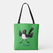 Australian Willie Wagtail cartoon gepersonaliseerd Tote Bag (Achterkant)
