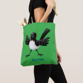 Australian Willie Wagtail cartoon gepersonaliseerd Tote Bag (Dichtbij)