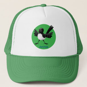 Australian Willie Wagtail cartoon gepersonaliseerd Trucker Pet