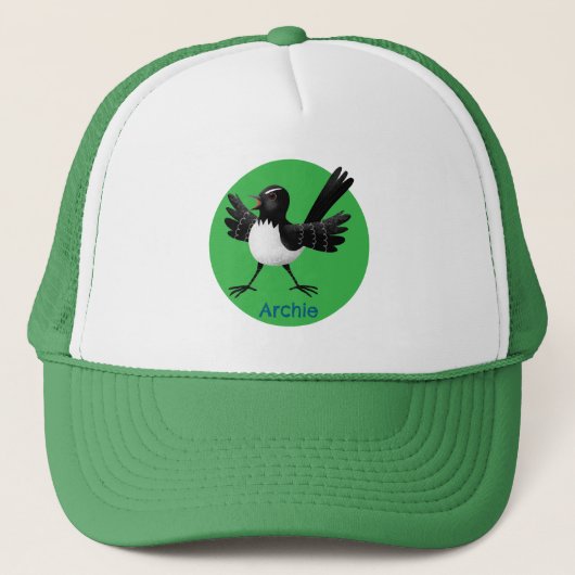 Australian Willie Wagtail cartoon gepersonaliseerd Trucker Pet (Voorkant)