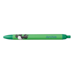 Australian Willie Wagtail cartoon gepersonaliseerd Zwarte Inkt Pen