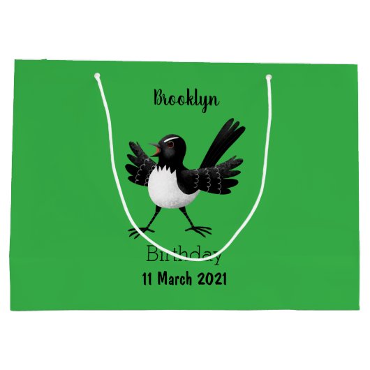 Australian Willie Wagtail cartoon Groot Cadeauzakje (Achterkant)