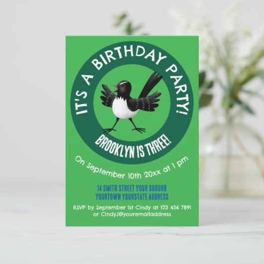 Australian Willie Wagtail cartoon Kaart (Staand voorkant)