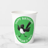 Australian Willie Wagtail cartoon Papieren Bekers (Achterkant)