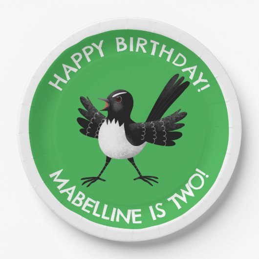 Australian Willie Wagtail cartoon Papieren Bordje (Voorkant)