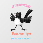 Australian Willie Wagtail cartoon Raamsticker (Vel)